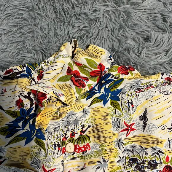 Vintage 90s Ary Cooper Hawaiian Loop Collar Rayon Button Up Aloha Shirt Medium - Picture 7 of 8
